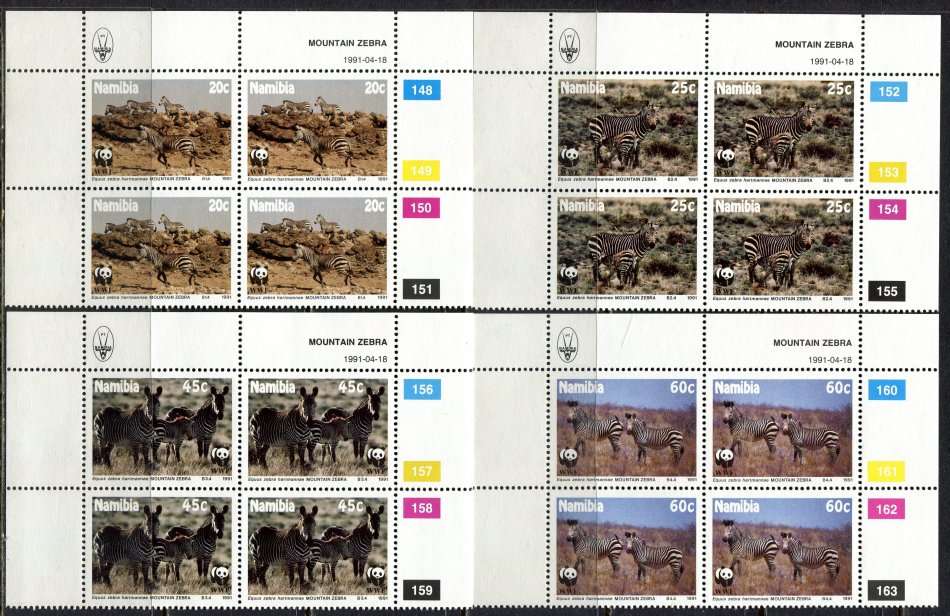 Namibia - Set of 4 Control Blocks of 4 - 1991 - MNH