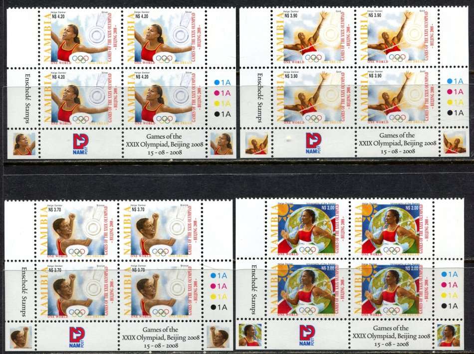 Namibia - Set of 4 Control Blocks of 4 - 2008 - MNH