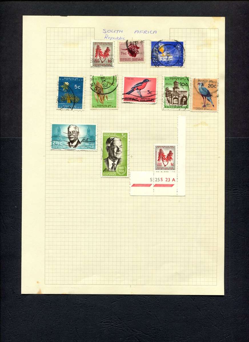 RSA - 11 Stamps Mounted (Hinged) on Old Album Page