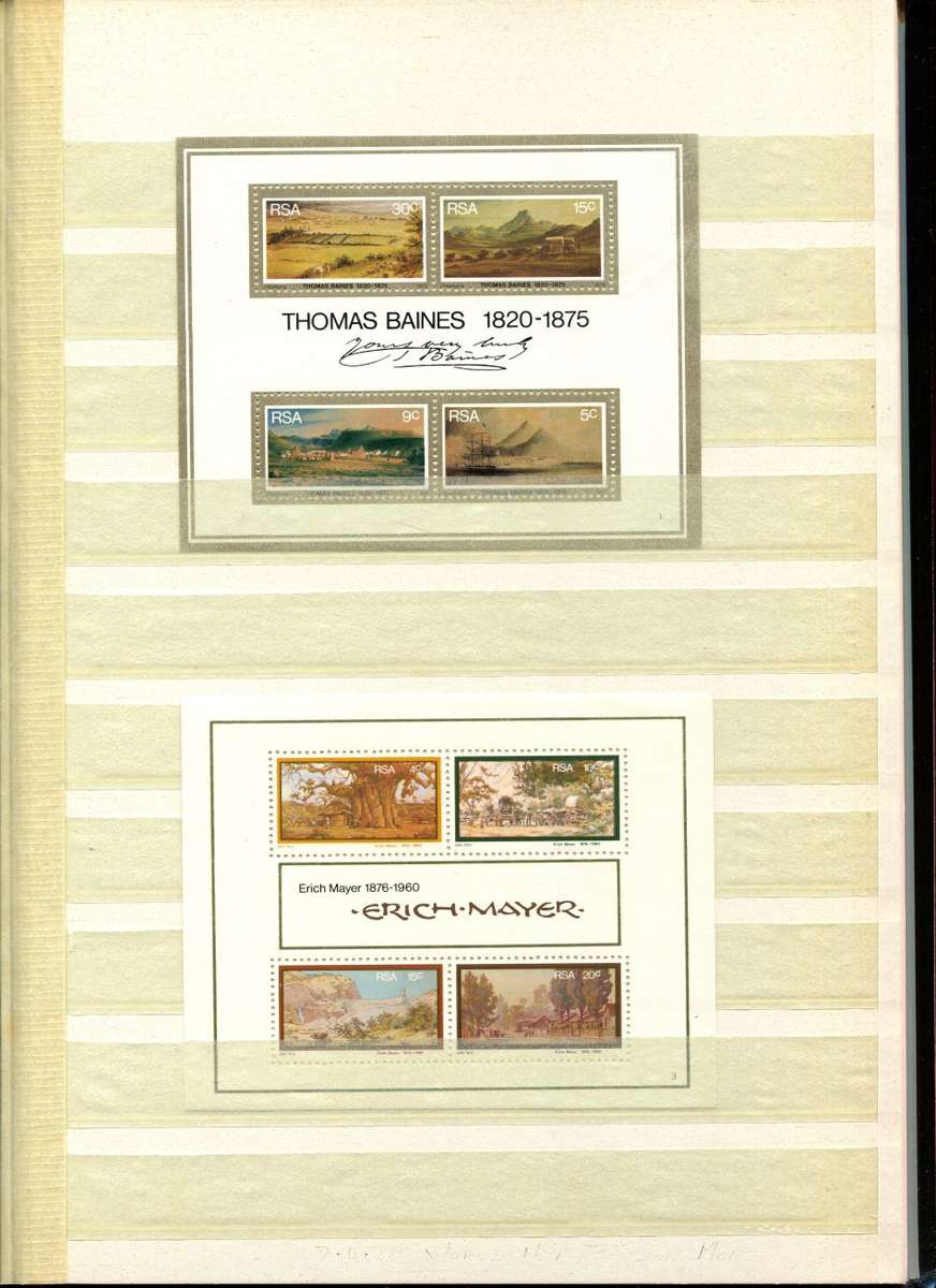 RSA - 16 Page Stock Book(Included) with 59 Miniature Sheets From No. 1 (1975) To Whales of 1998- MNH