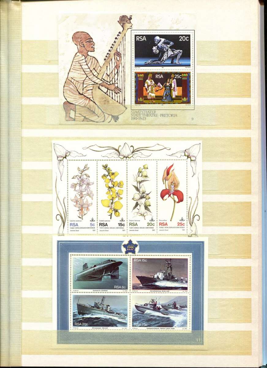 RSA - 16 Page Stock Book(Included) with 59 Miniature Sheets From No. 1 (1975) To Whales of 1998- MNH