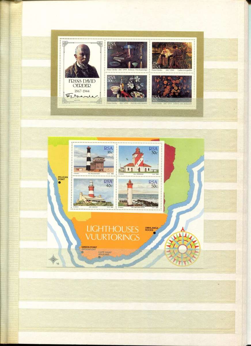 RSA - 16 Page Stock Book(Included) with 59 Miniature Sheets From No. 1 (1975) To Whales of 1998- MNH