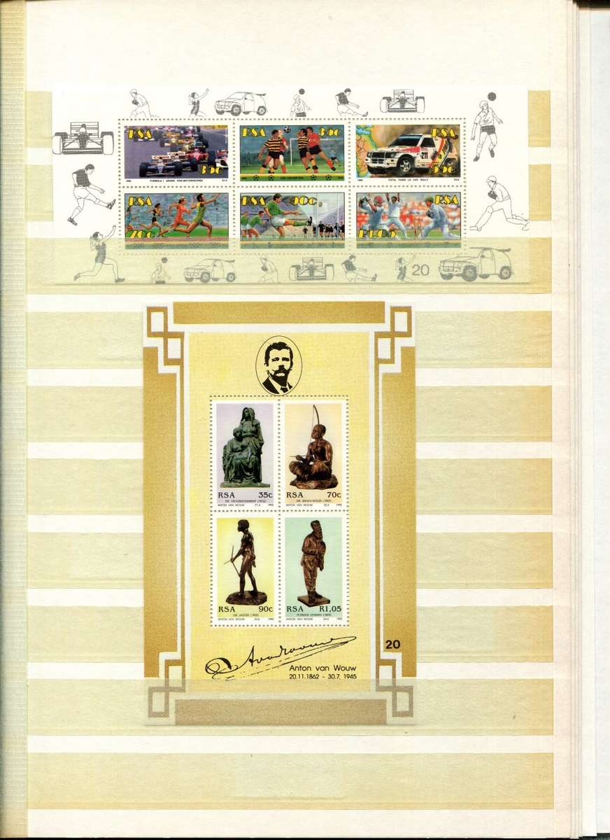 RSA - 16 Page Stock Book(Included) with 59 Miniature Sheets From No. 1 (1975) To Whales of 1998- MNH