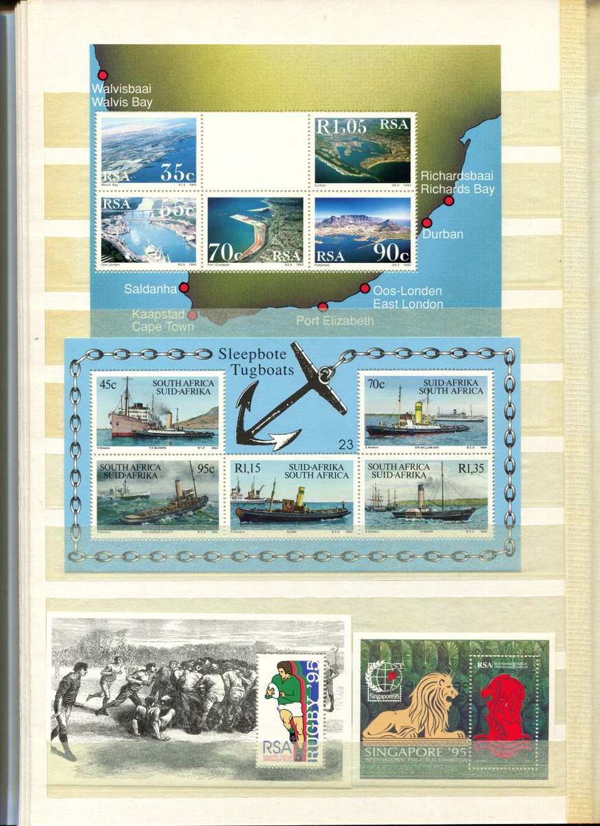 RSA - 16 Page Stock Book(Included) with 59 Miniature Sheets From No. 1 (1975) To Whales of 1998- MNH