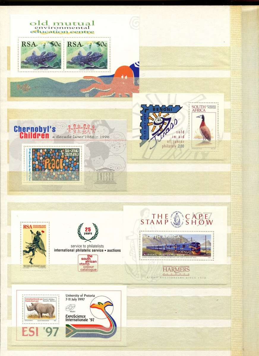 RSA - 16 Page Stock Book(Included) with 59 Miniature Sheets From No. 1 (1975) To Whales of 1998- MNH