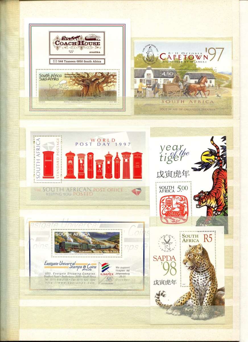 RSA - 16 Page Stock Book(Included) with 59 Miniature Sheets From No. 1 (1975) To Whales of 1998- MNH