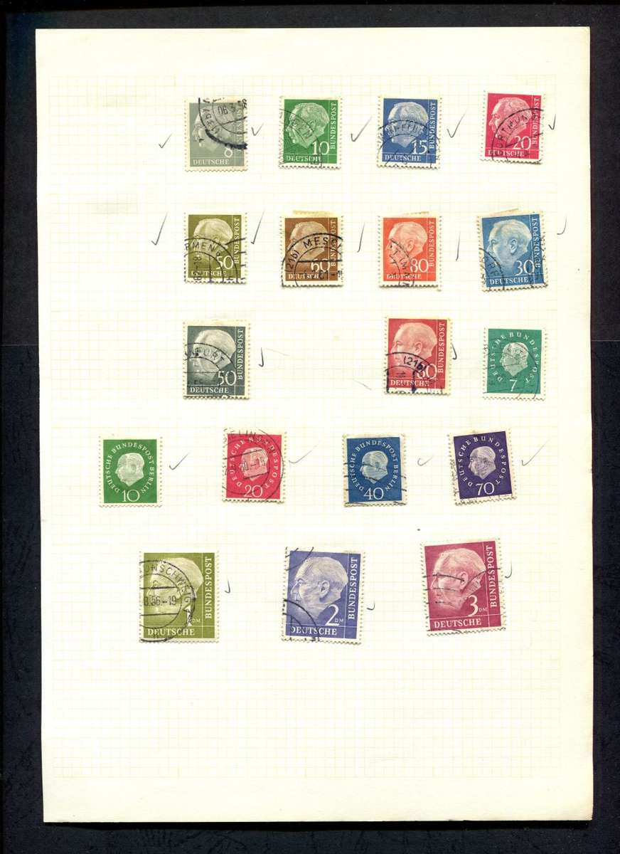 Germany - 18 Stamps Mounted (Hinged) On Old Album Page