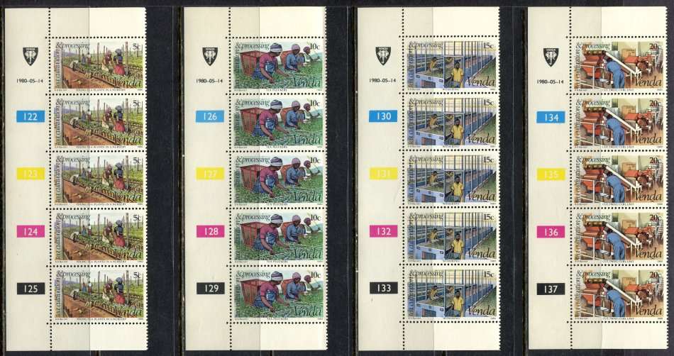 Venda - Set of 4 Control Strips 5 - 1980 - MNH
