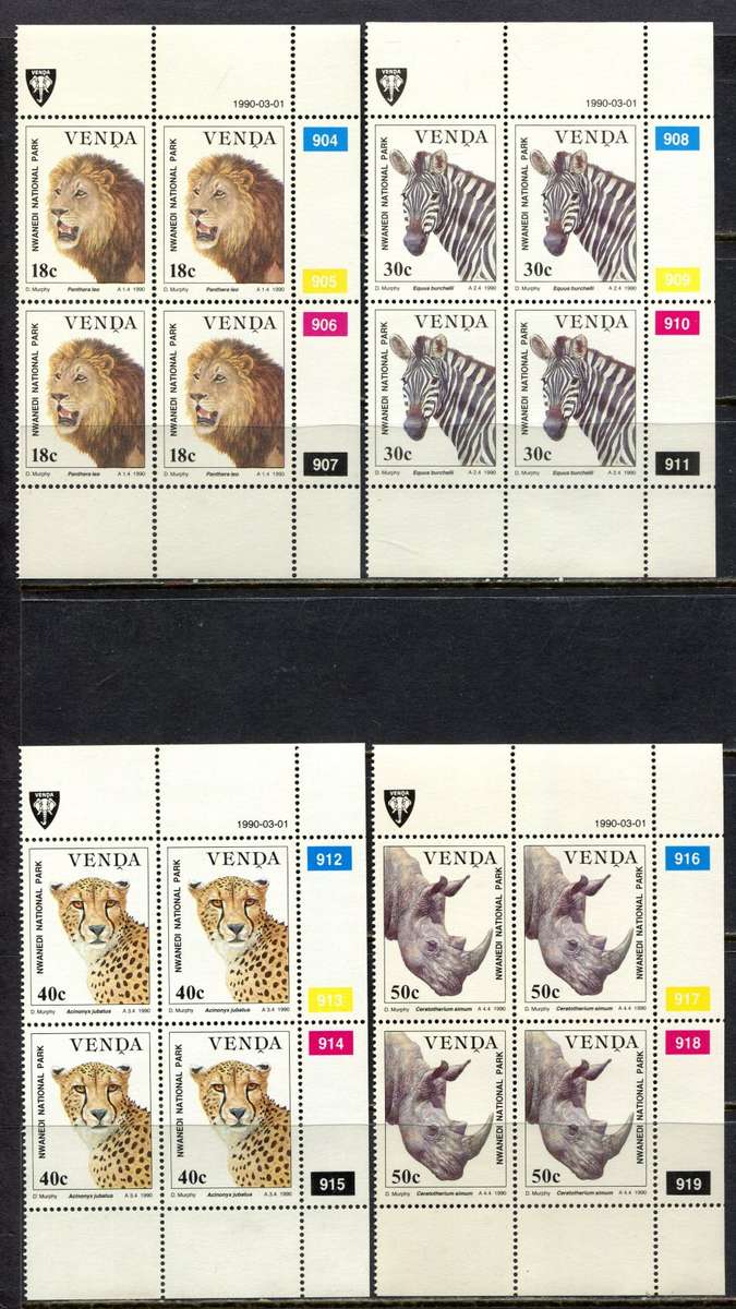 Venda - Animals - Set of 4 Control Blocks 4 - 1990 - MNH