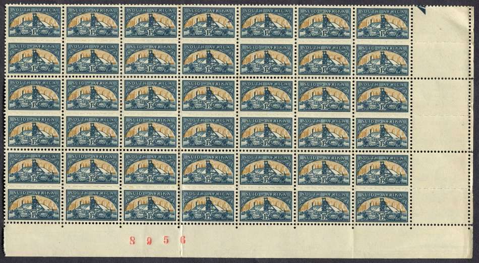 Union of SA - Sheet Number Block of 42 (21 pairs/units) - 1948 - MNH - Some Light Gum Toning