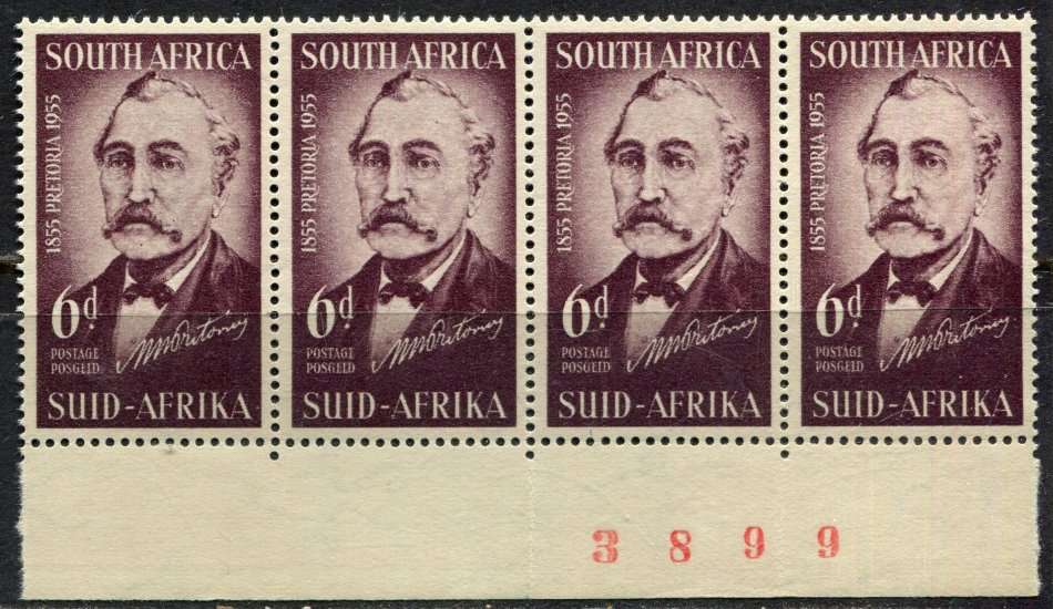 Union of SA  - Sheet Number Strip of 4  - MNH