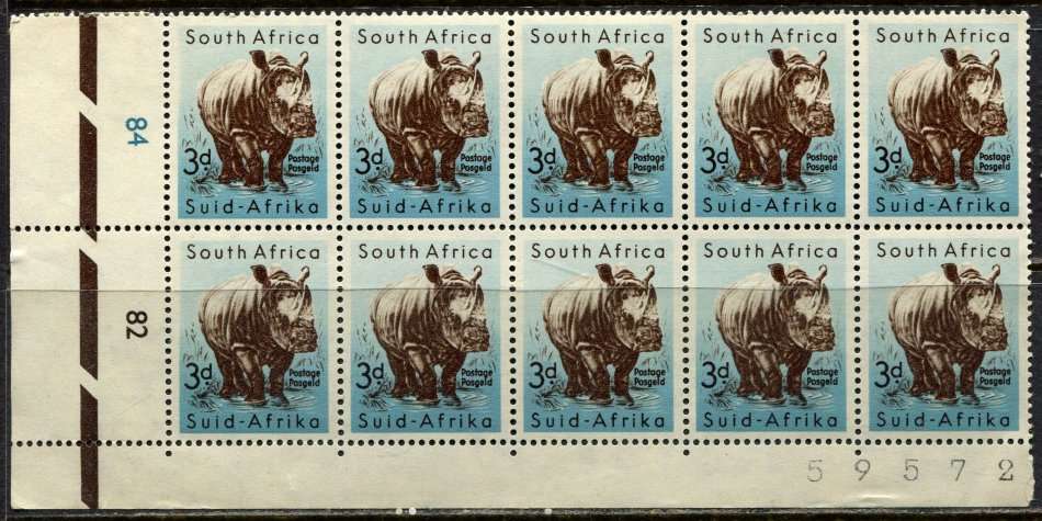 Union of SA  - Control/Sheet Number Block of 10 - MM