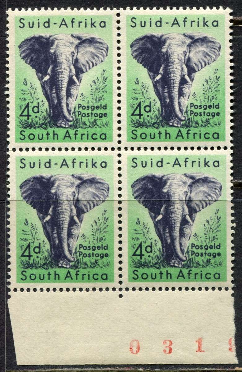 Union of SA  - Sheet Number Block of 4 - MNH