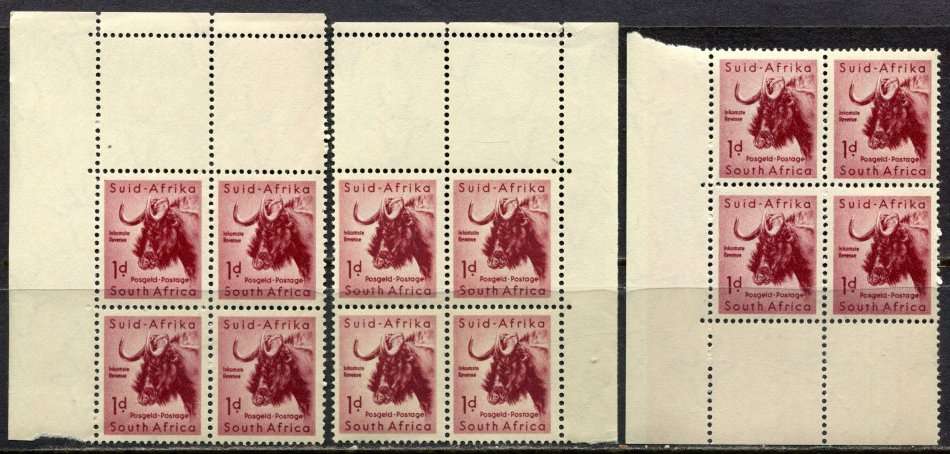 Union of SA  - 3 Corner Blocks of 4 - MNH