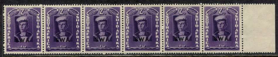 SWA - Margin Strip of 6 - 1941/2 - MNH