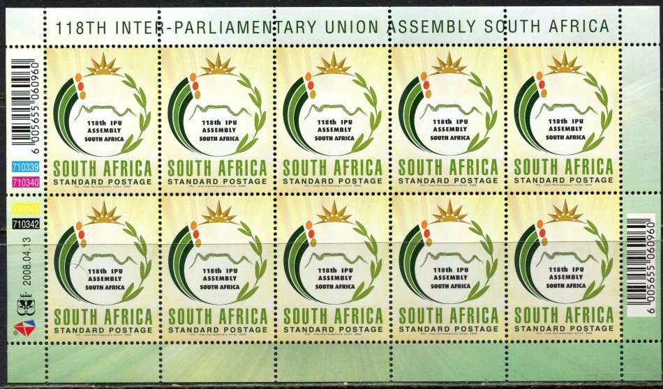 RSA - Full Sheet of 10 - 2008 - MNH