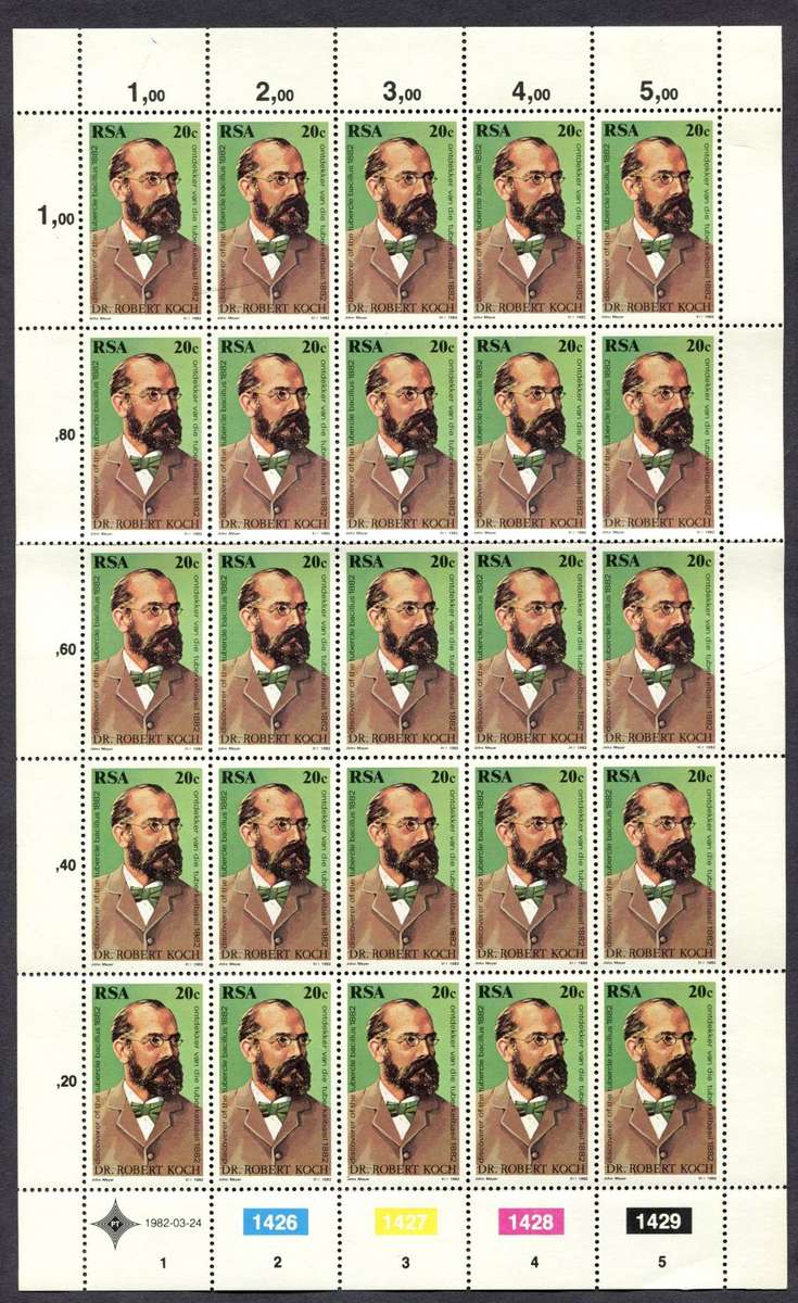 RSA - Full Sheet of 25  - 1982 - MNH - Folded