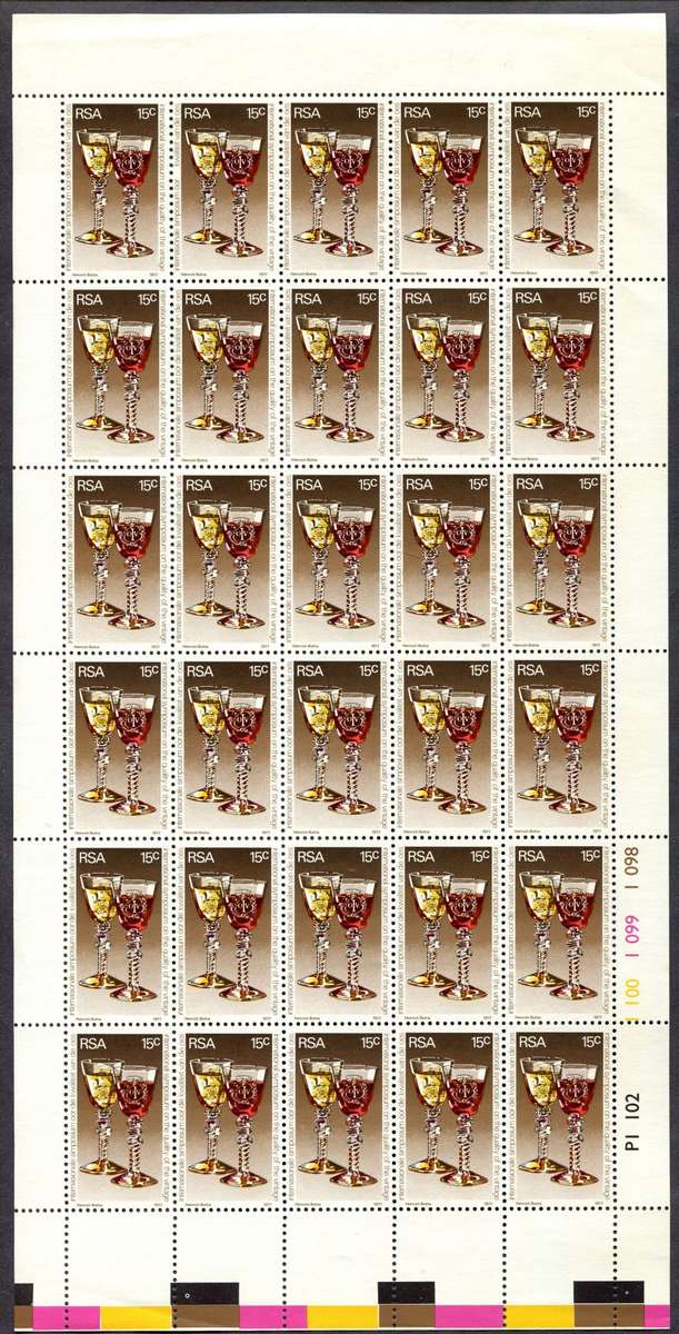 RSA  - Full Sheet of 30  - Missing "die" Variety -  1977  - MNH