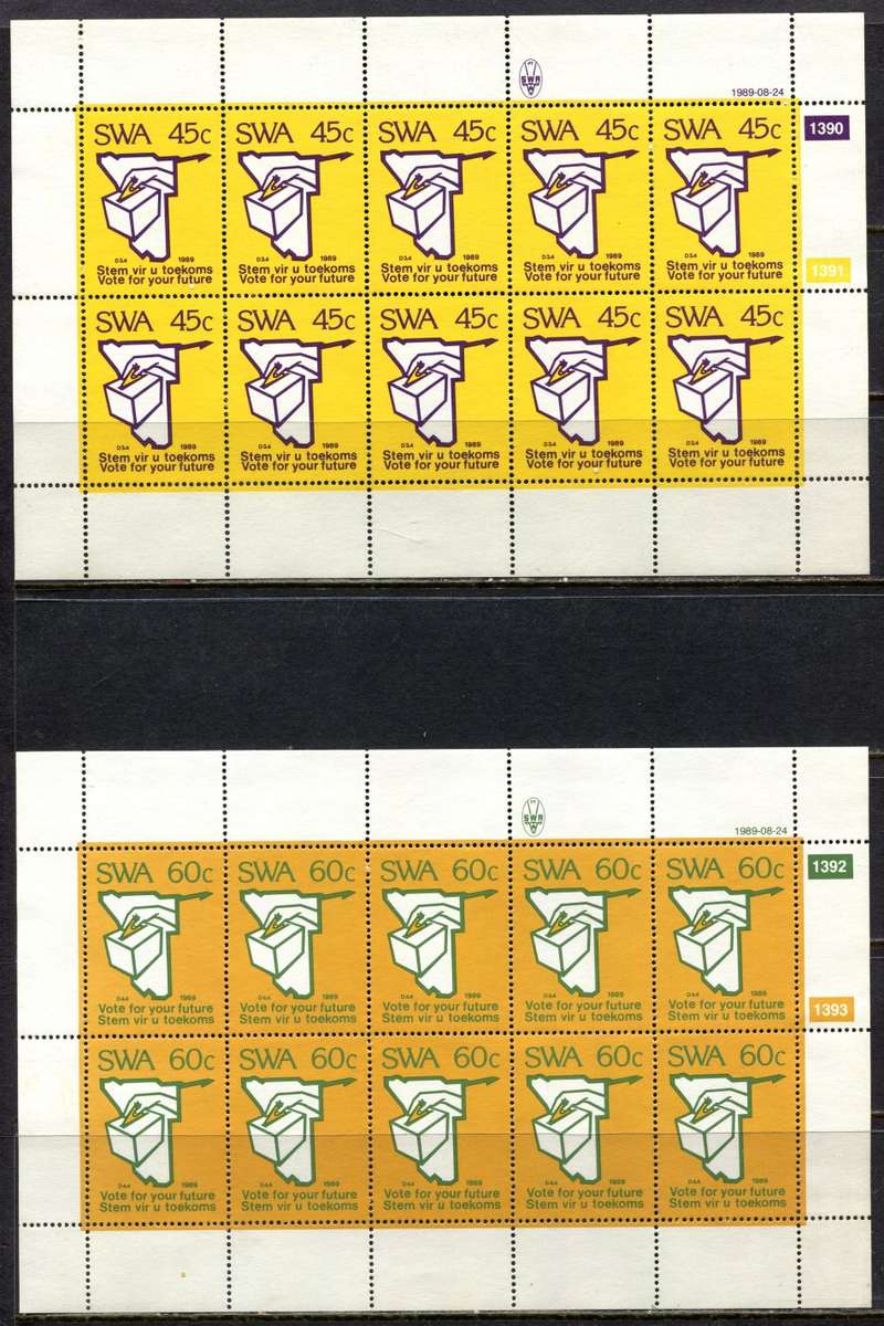 SWA - Set of 4 Full Sheets of 10  - 1989  - MNH