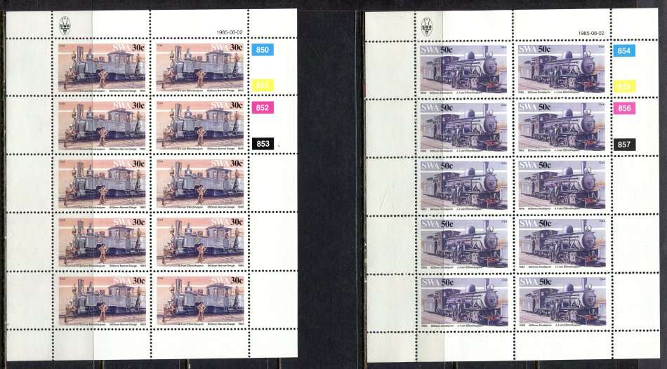 SWA - Set of 4 Full Sheets of 10  - 1985  - MNH