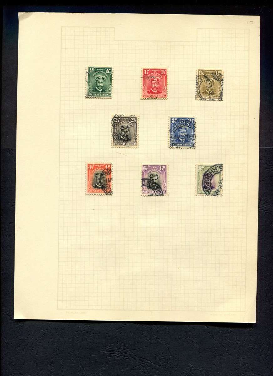 Southern Rhodesia - 8 Stamps Mounted (Hinged) On Old Album Page