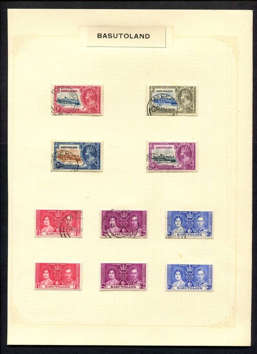 Basutoland - 10 Stamps Mounted On Old Album Page