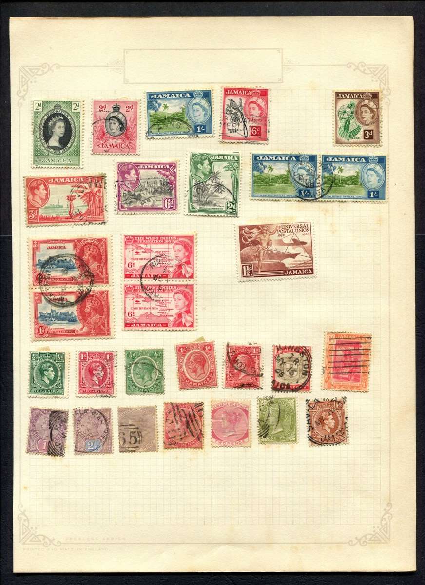 Jamaica - 29 Stamps Mounted On Old Album Page