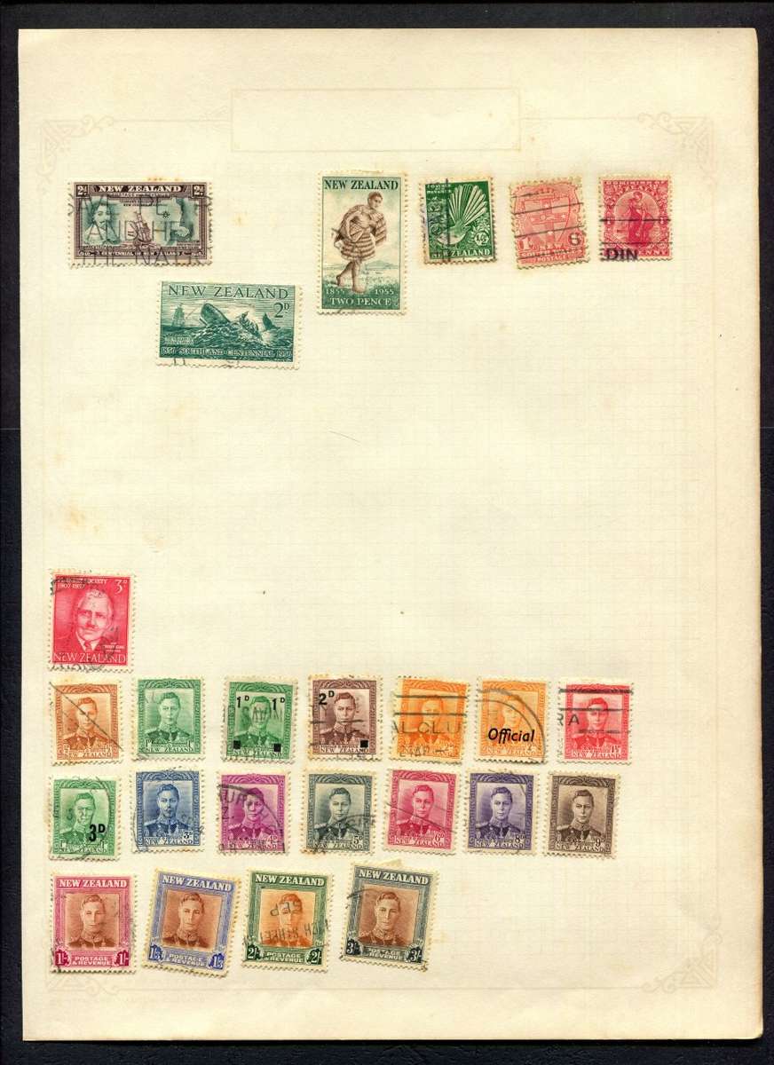 New Zealand - 25 Stamps Mounted On Old Album Page