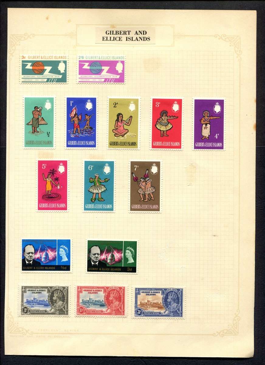 Gilbert and Ellice Islands - 15 Stamps Mounted On Old Album Page