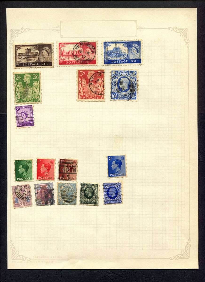 Great Britain - 16 Stamps Mounted On Old Album Page