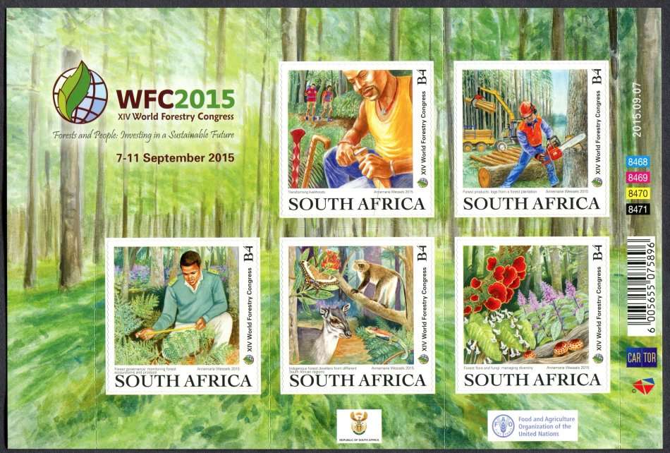 RSA - Full Sheet of 5 - 2015 - MNH