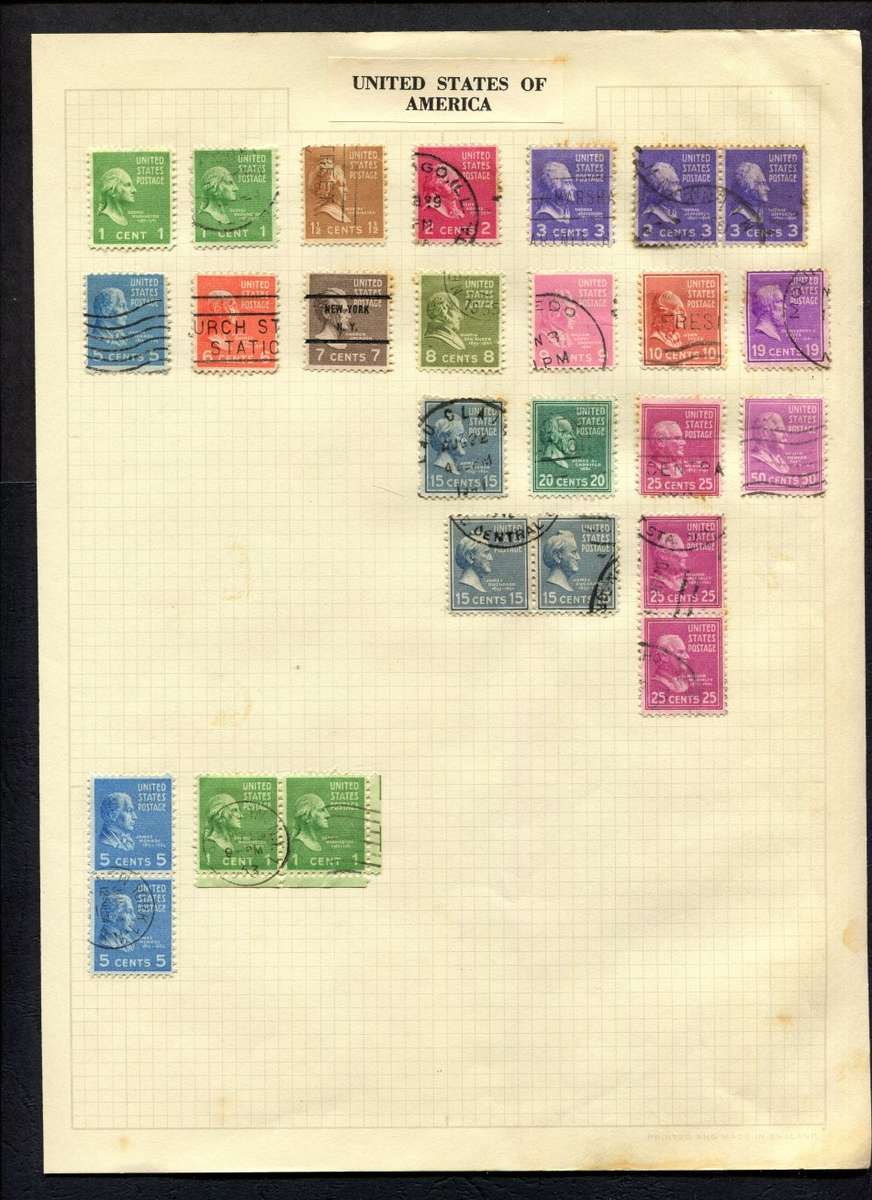 USA - 26 Stamps Mounted On Old Album Page