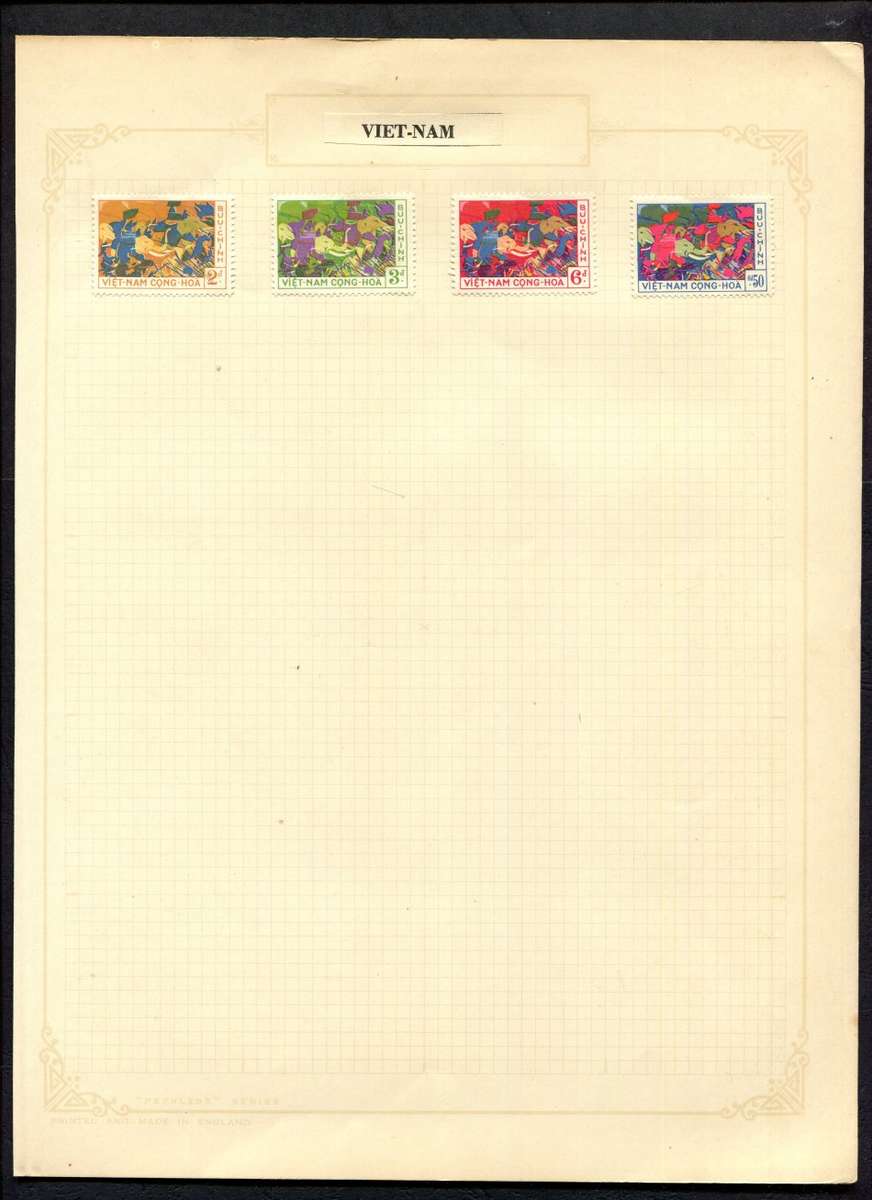 Vietnam - 4 Stamps Mounted On Old Album Page