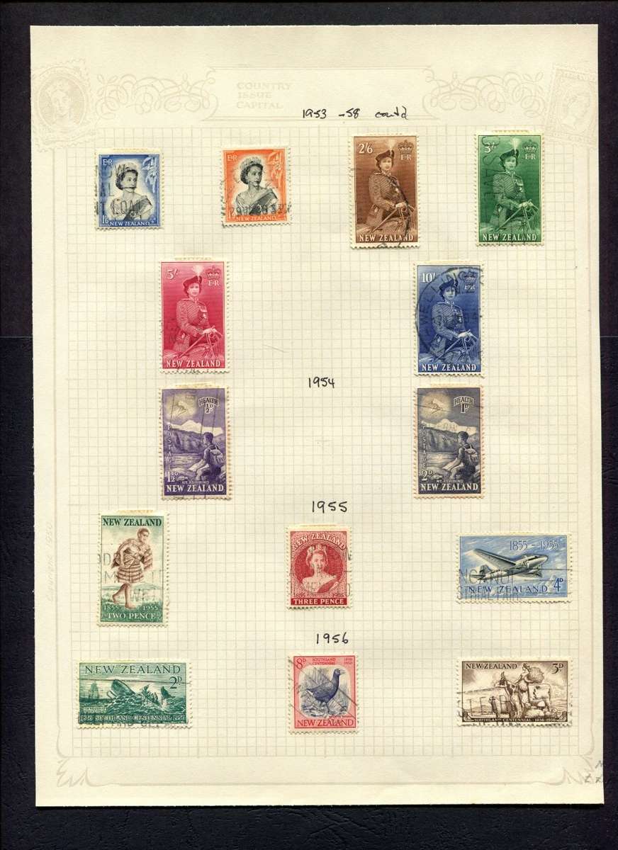 New Zealand - 14 Stamps Mounted On Old Album Page
