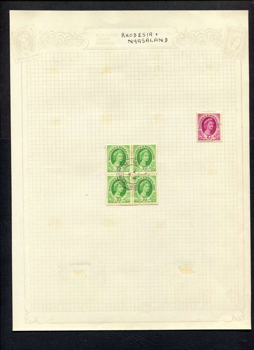 Rhodesia and Nyasaland - 5 Stamps Mounted On Old Album Page