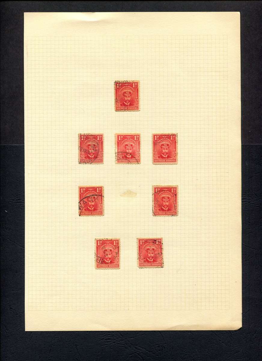 Southern Rhodesia  - 8 Stamps Mounted On Old Album Page