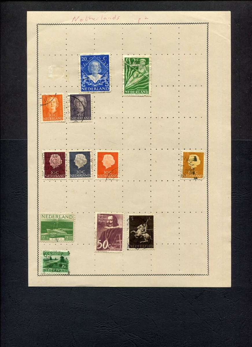 Netherlands - 12 Stamps Mounted on Old Album Page
