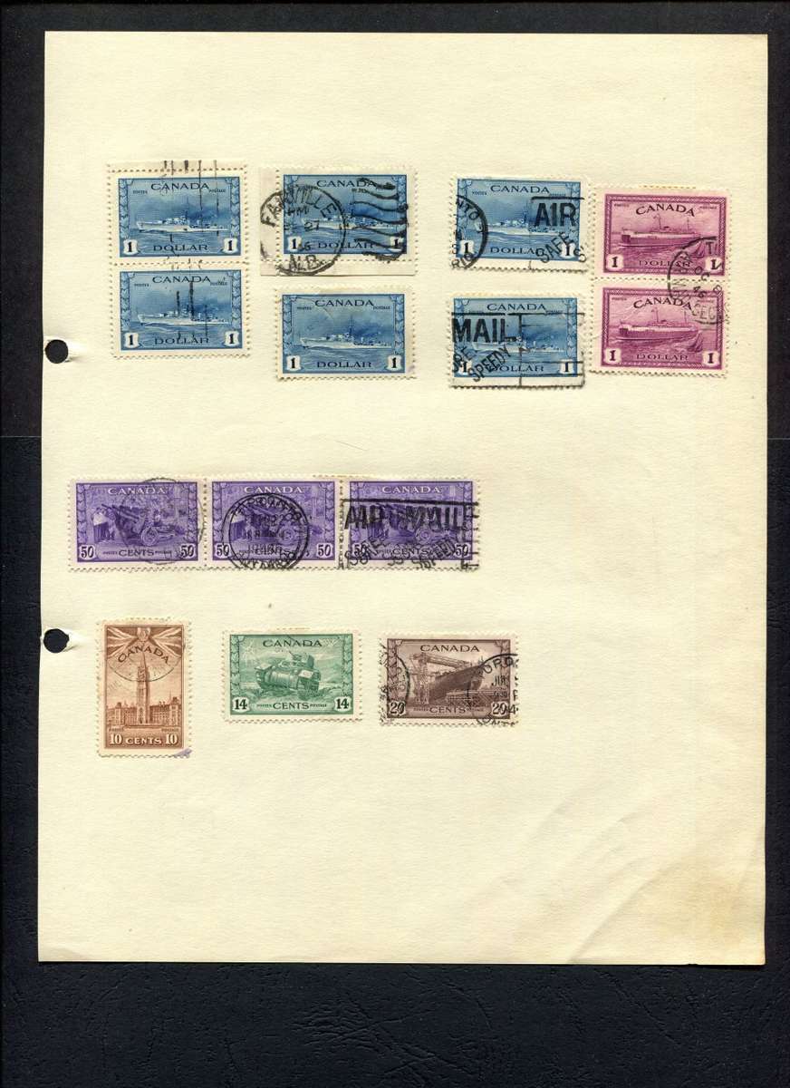 Canada - 14 Stamps Mounted on Old Album Page