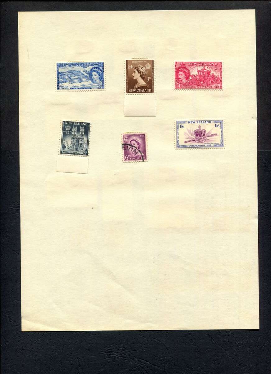 New Zealand - 20 Stamps Mounted on Both Sides of Old Album Page