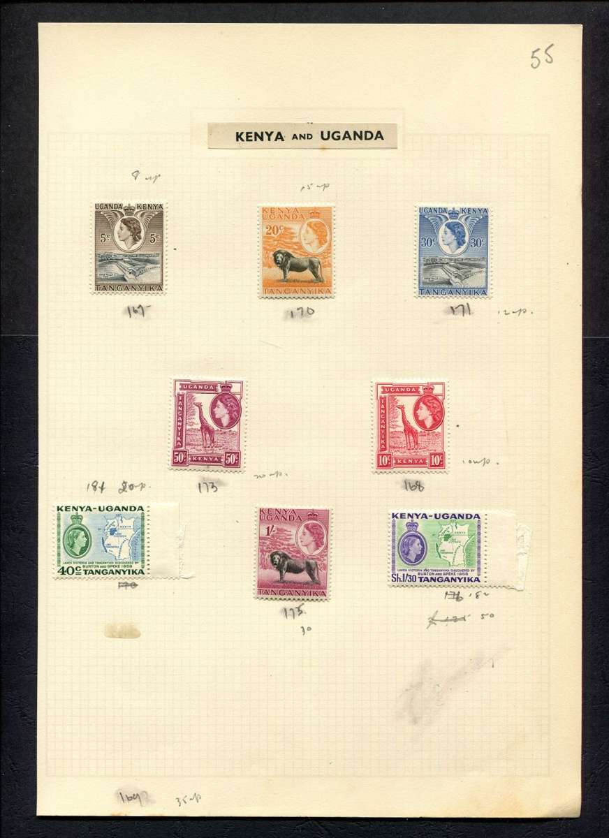 KUT - 8 Stamps Mounted on Old Album Page