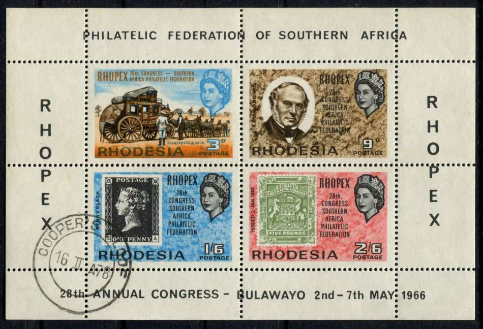 Rhodesia - Miniature Sheet - 1966 - Fully Perforated Bottom Left Stamp CTO - Rest - MNH