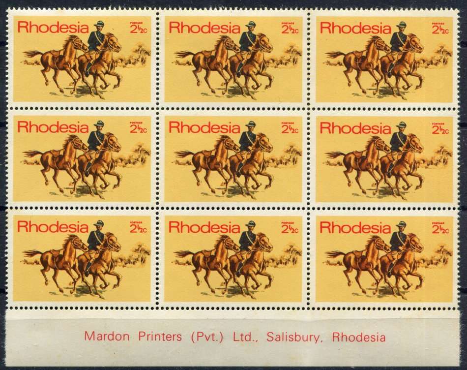 Rhodesia  - 1 Imprint Block of 9 - 1970 - MNH  - Some Toning - Folded Between 2de and th3 Colom