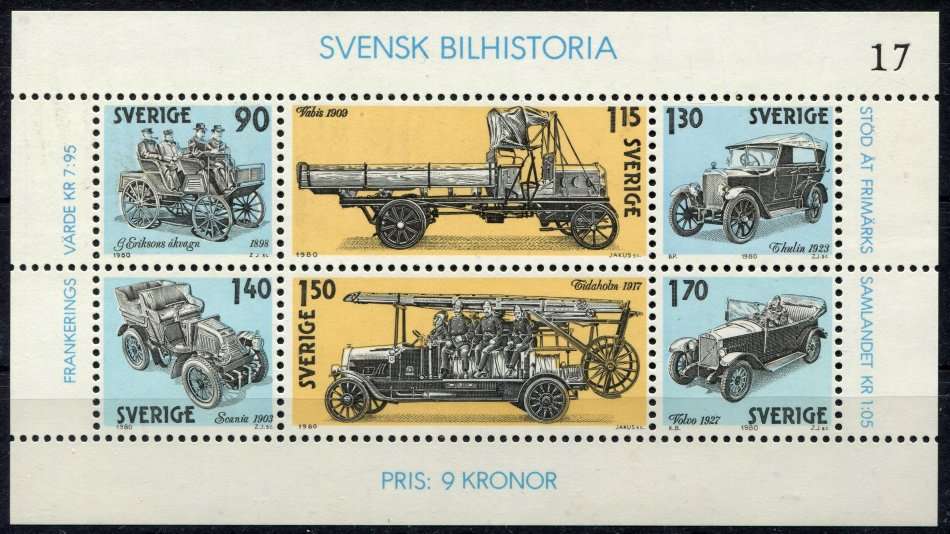 Sweden - Vehicles - Miniature Sheet  - 1980 - MNH