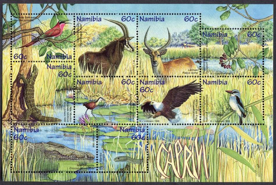 Namibia - Caprivi Wild Life - 1 Full Sheet of 10 - 1998 - MNH