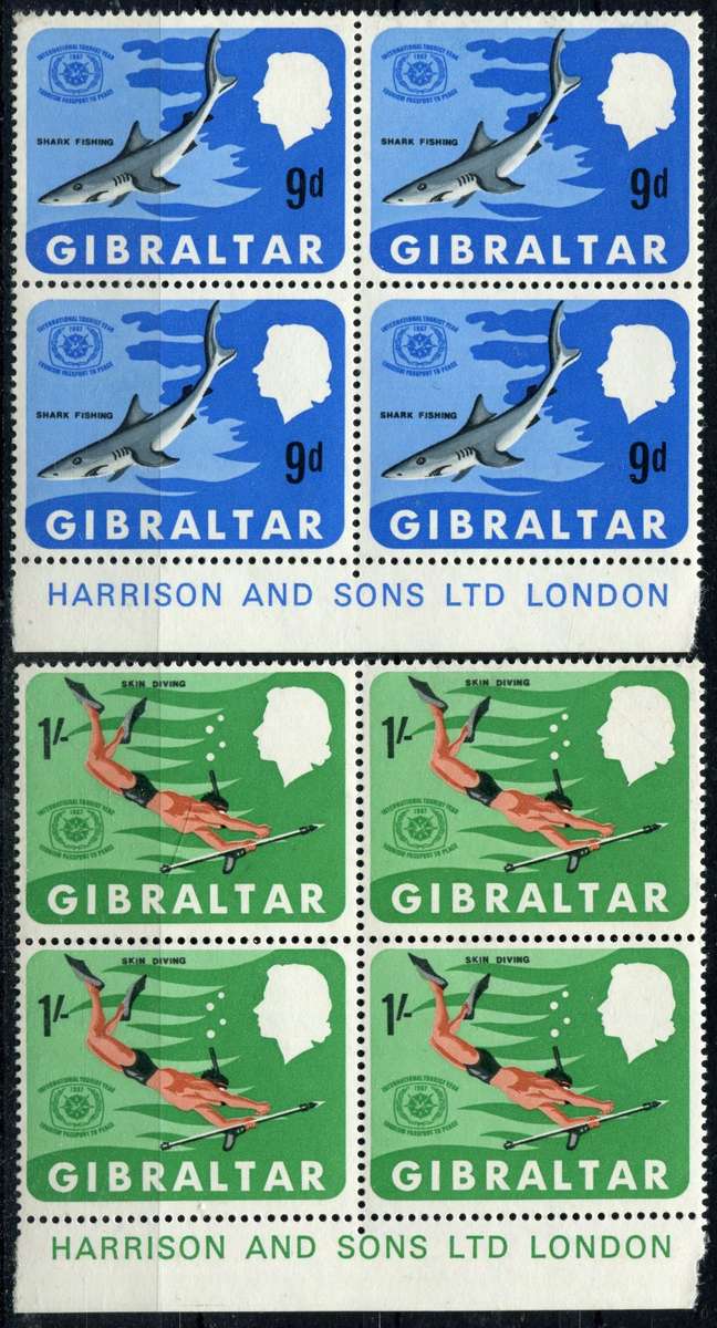 Gibraltar - 2 Inscription Blocks of 4 - 1967 - MNH