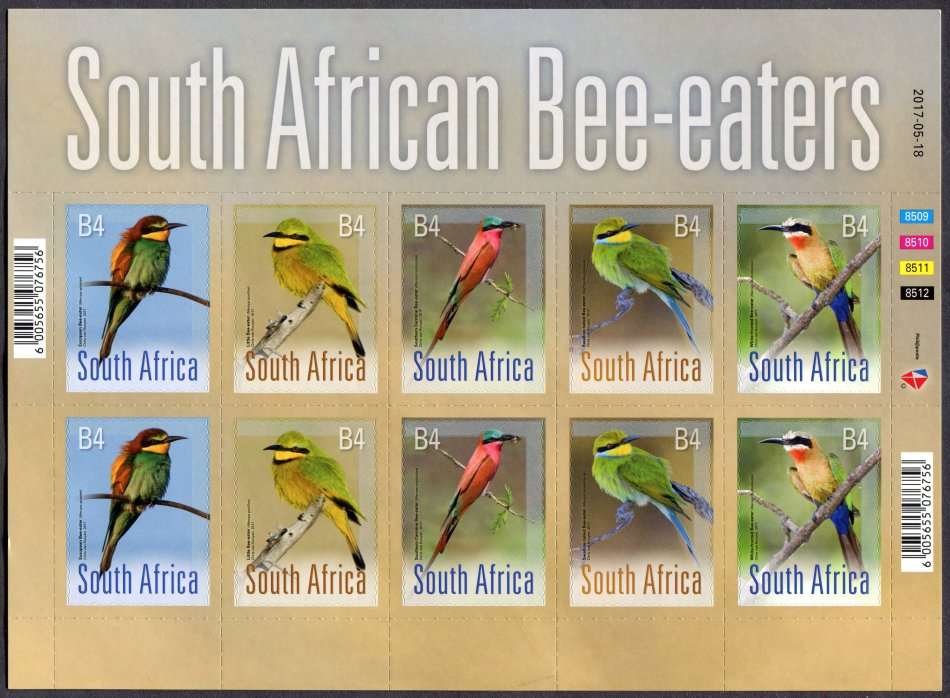 RSA - Birds - Full Sheet of 10 - 2017 - MNH