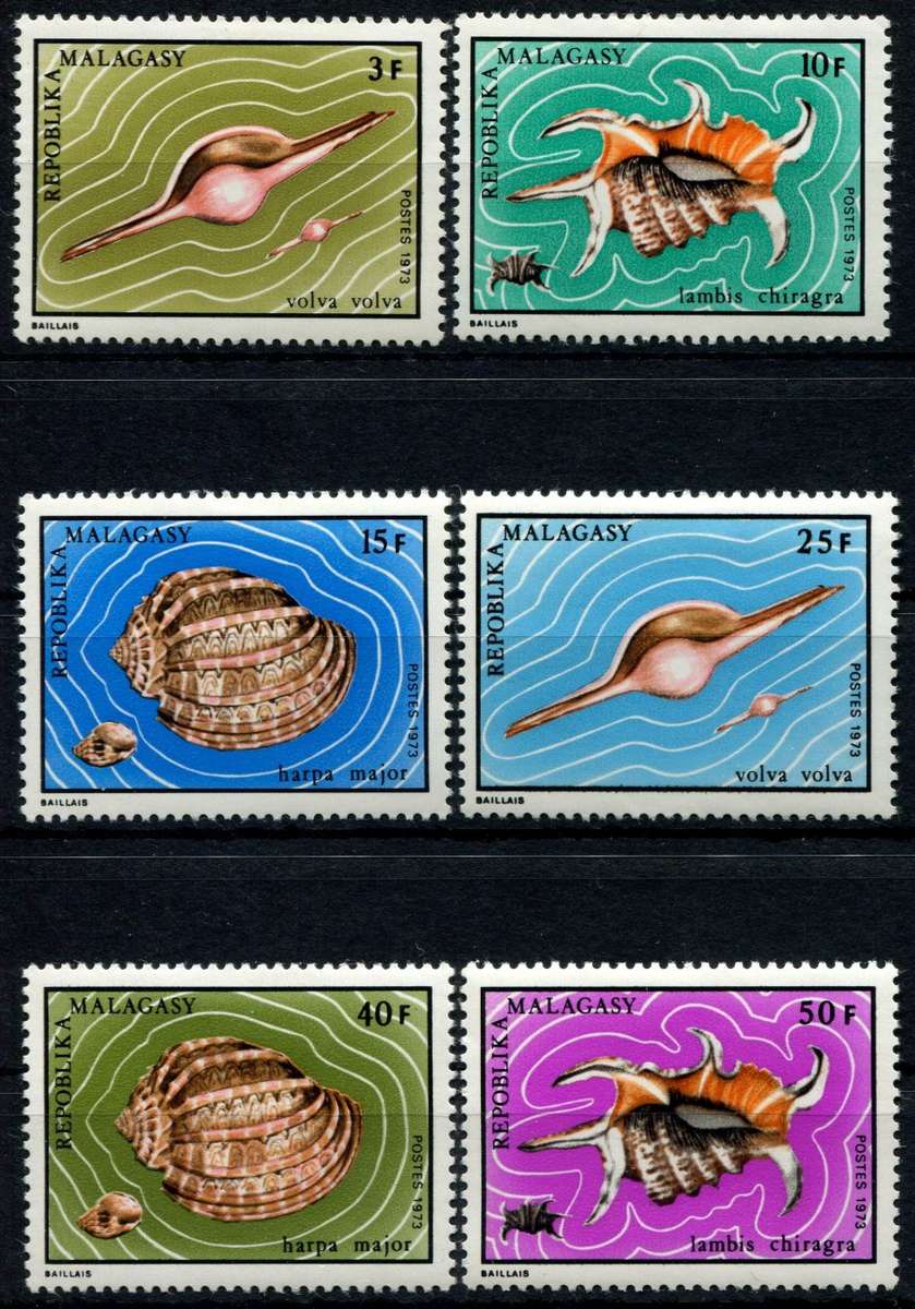 Malagasy - Water Life - Shells - 1973 - MNH