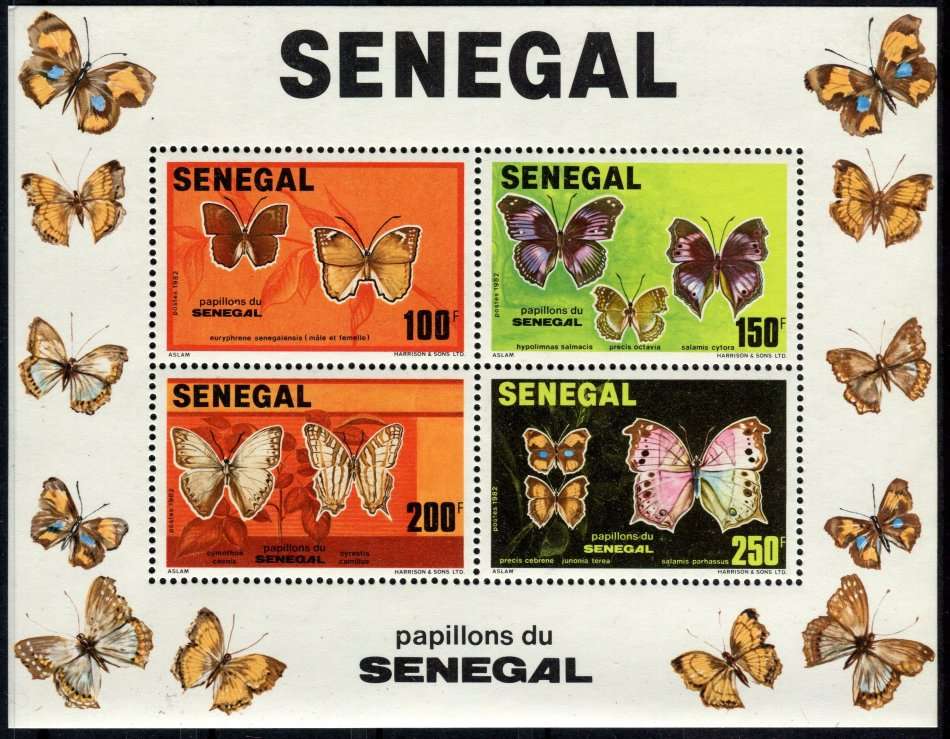 Senegal - Miniature Sheet - Butterflies - 1982 - MNH