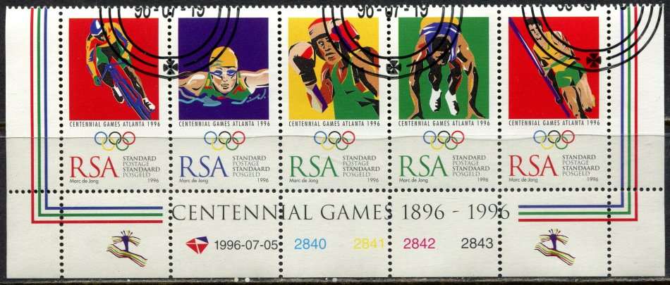 RSA - Sport - Strip of  5 - 1996 - CTO