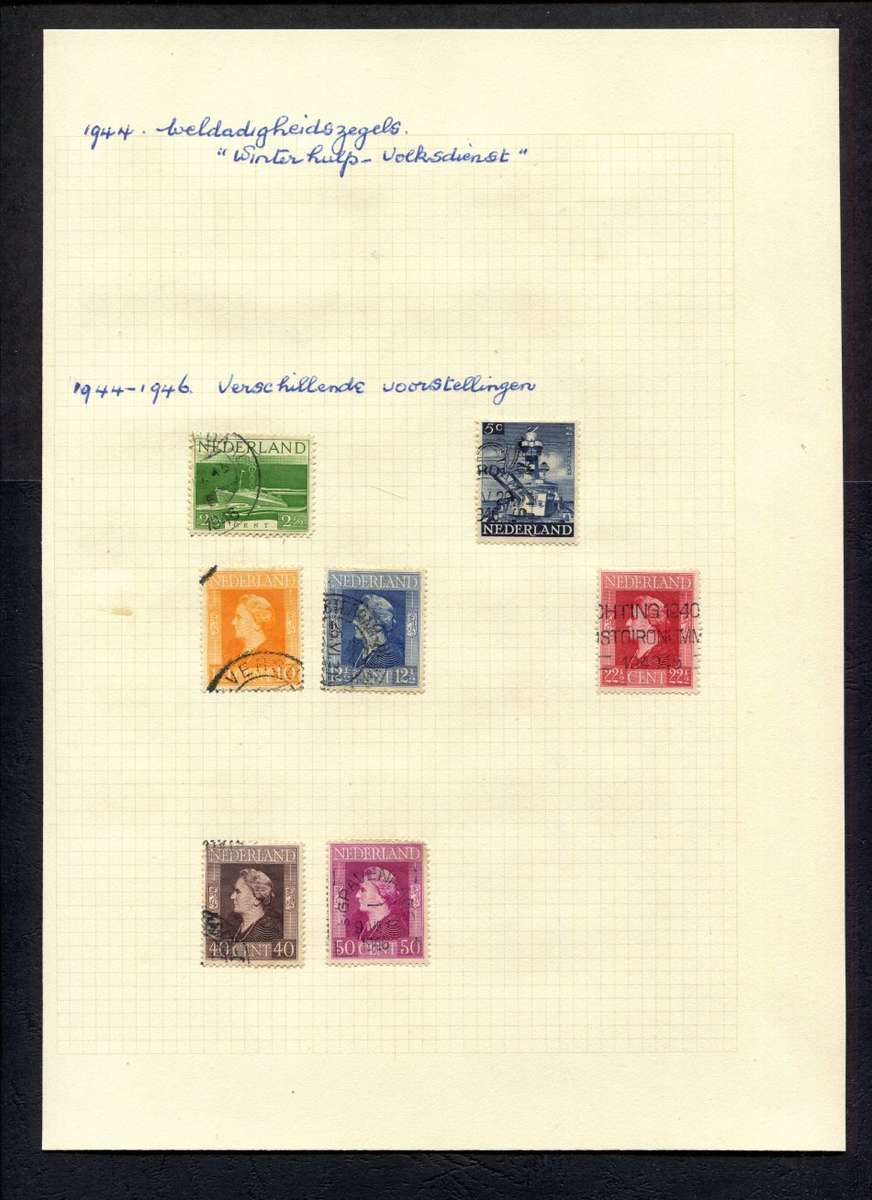 Netherlands - 7 Stamps Mounted (Hinged) on An Old Album Page